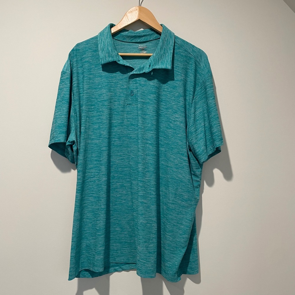 Members Mark XXL Performance Polo Shirt Mens Turquoise Heather Golf